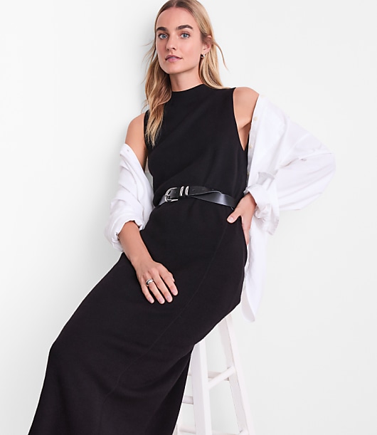 Petite LOFT Versa Sleeveless Mock Neck Midi Sweater Dress