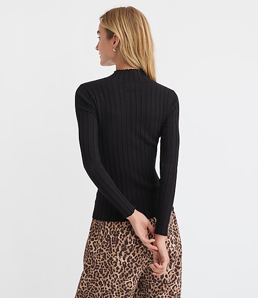 Petite Ribbed Mock Neck Sweater