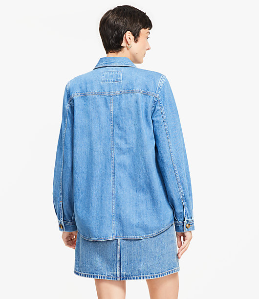 Denim Shirt Jacket in Classic Mid Wash