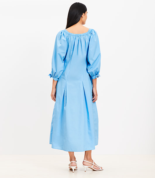 Poplin Tie Cuff Midi Dress