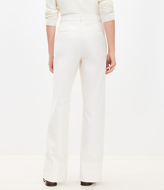 Faux Leather Belted Stovepipe Pants in Twill