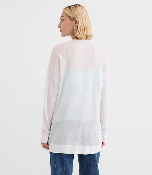 Sheer Open Cardigan - White