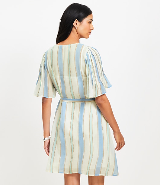 Striped Pintucked Sleeve Mini Dress