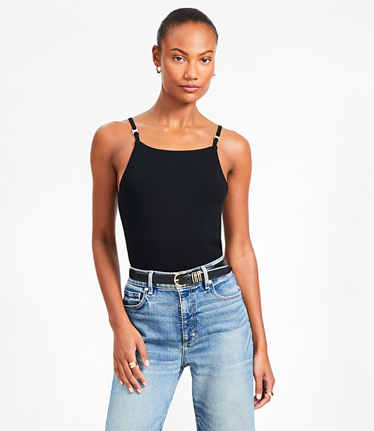Ribbed Square Neck Sweater Tank Top