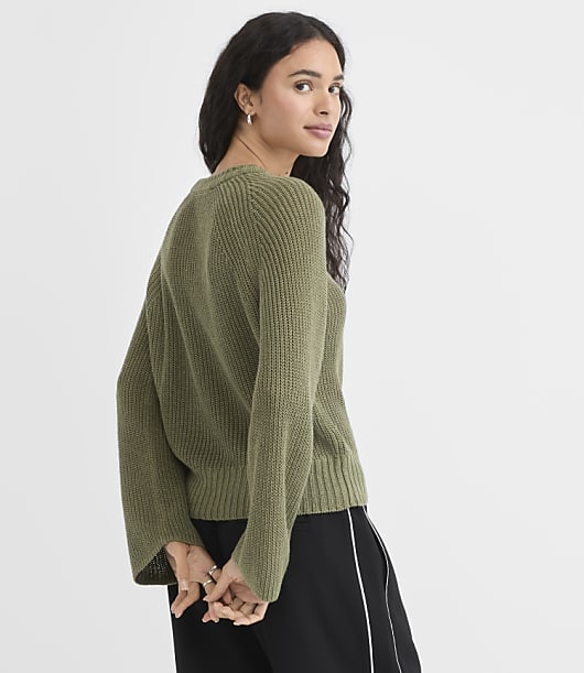 Linen Wide Sleeve Sweater