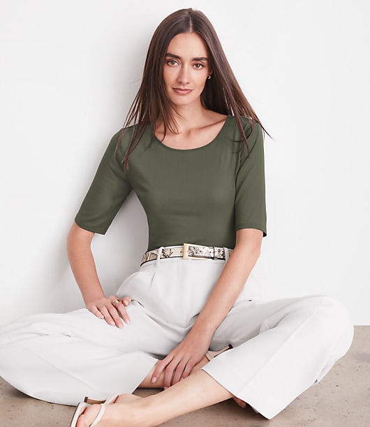 LOFT Versa Mesh Elbow Sleeve Tee