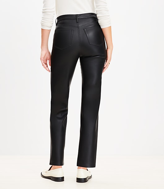 Five Pocket Straight Pants in Faux Leather
