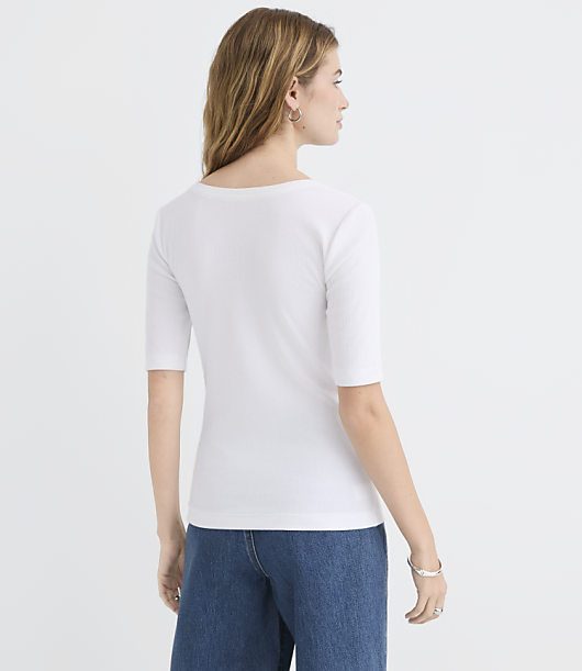 Petite Perfect Ribbed Elbow Sleeve Tee