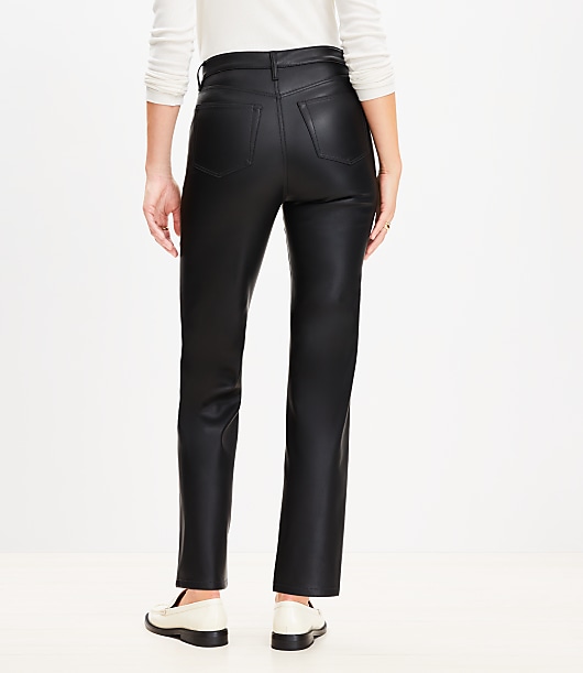 Tall Five Pocket Straight Pants in Faux Leather