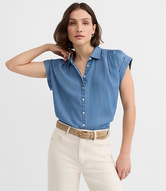 Petite Chambray Dolman Everyday Shirt