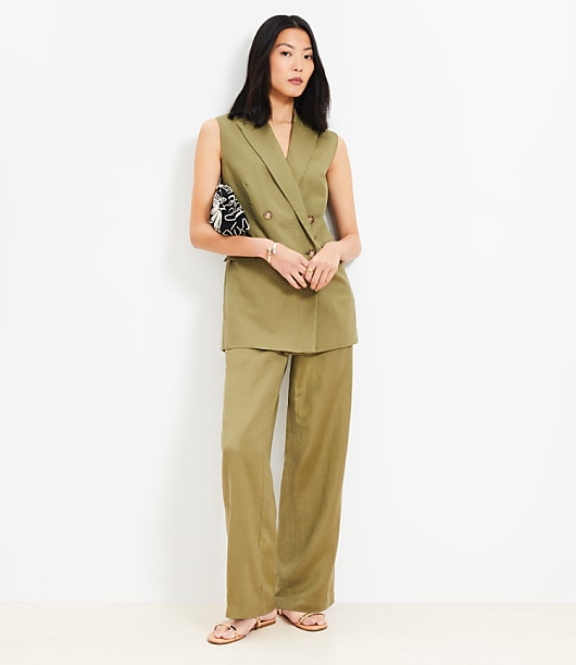 Loft Linen Blend Double Breasted Vest