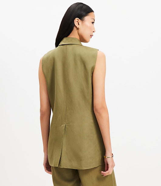 Linen Blend Double Breasted Vest