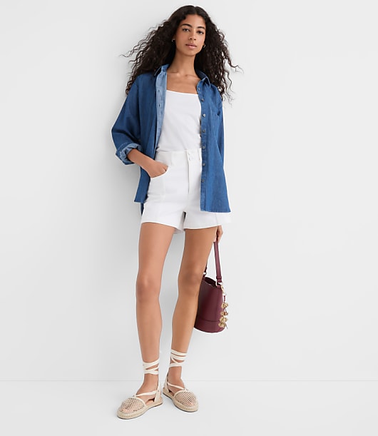 Petite Chambray Everyday Oversized Pocket Shirt