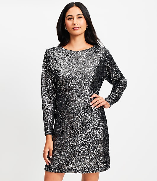 Sequin Boatneck Mini Dress