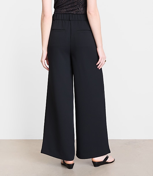 Petite LOFT Versa Crepe Drape Palazzo Pant