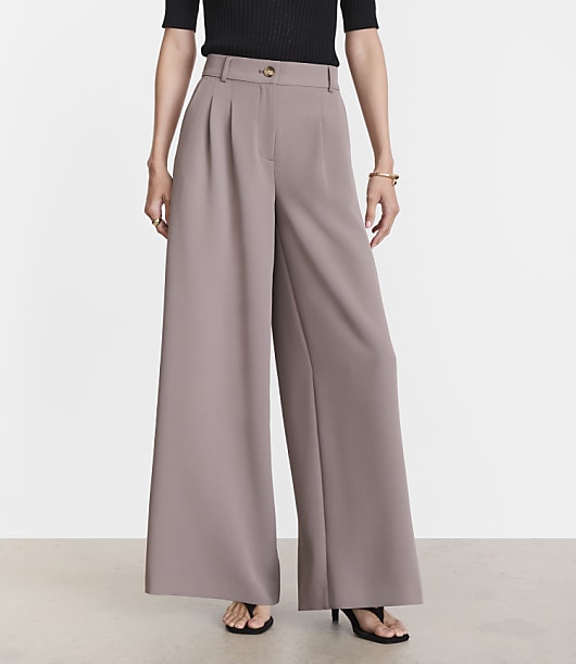 Petite LOFT Versa Crepe Drape Palazzo Pant