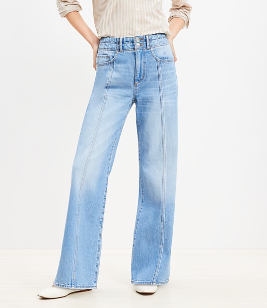 Seamed Wide Leg Jeans in Bright Authentic Indigo