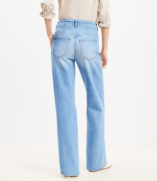 Seamed Wide Leg Jeans in Bright Authentic Indigo