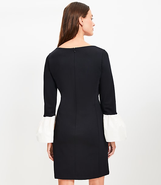 Flounce Cuff Ponte Mini Dress
