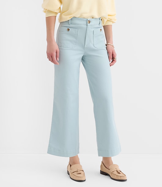 Palmer Wide Leg Crop Pants in Twill