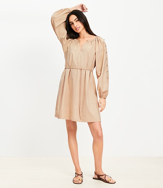 Button Sleeve Mini Dress