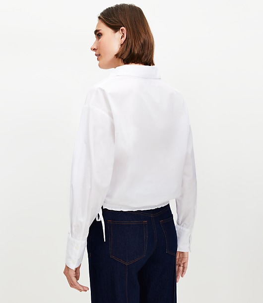 Petite Poplin Side Tie Shirt