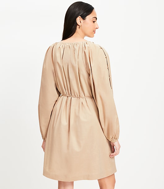 Petite Button Sleeve Mini Dress
