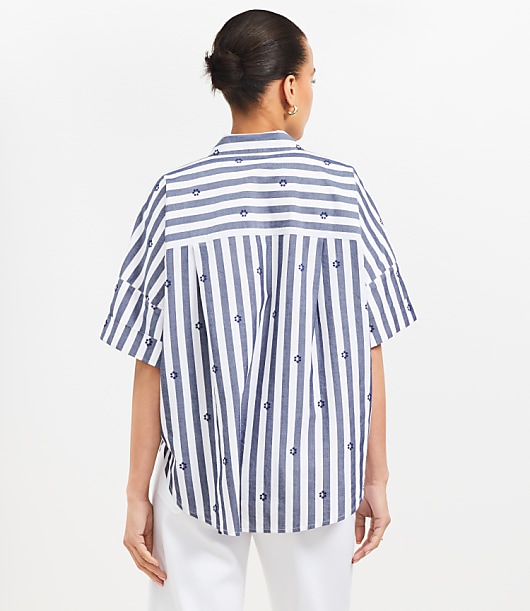 Clip Stripe Henley Dolman Everyday Tunic Shirt