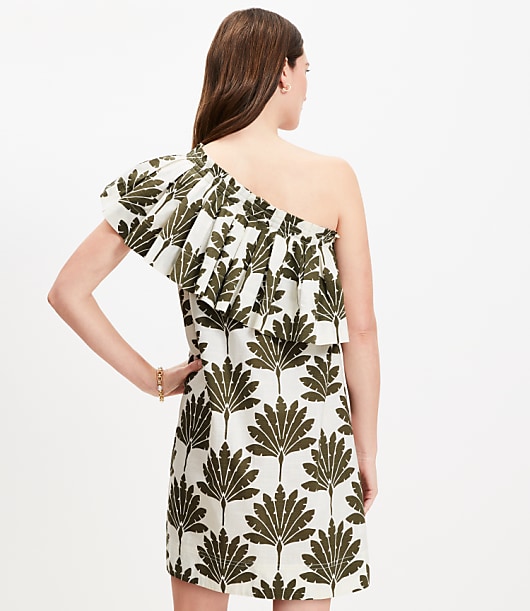Palm Ruffle One Shoulder Mini Dress