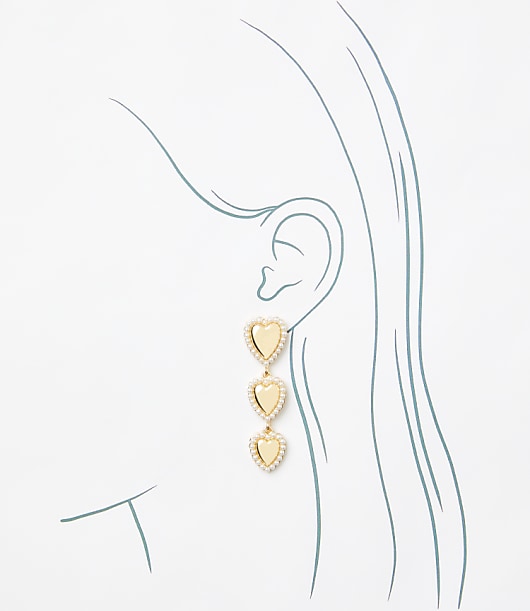 Pearlized Heart Drop Statement Earrings