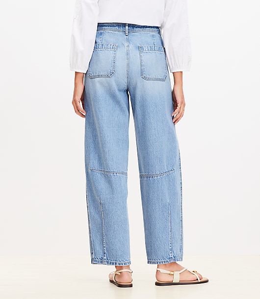 High Rise Barrel Jeans in Light Vintage Indigo Wash