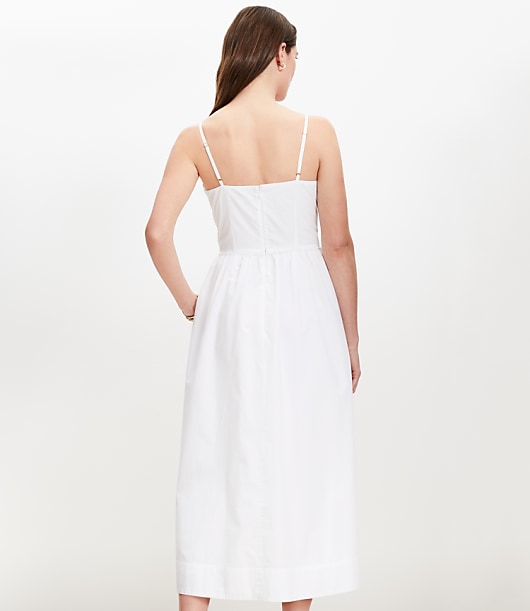 Tie Poplin Midi Pocket Dress