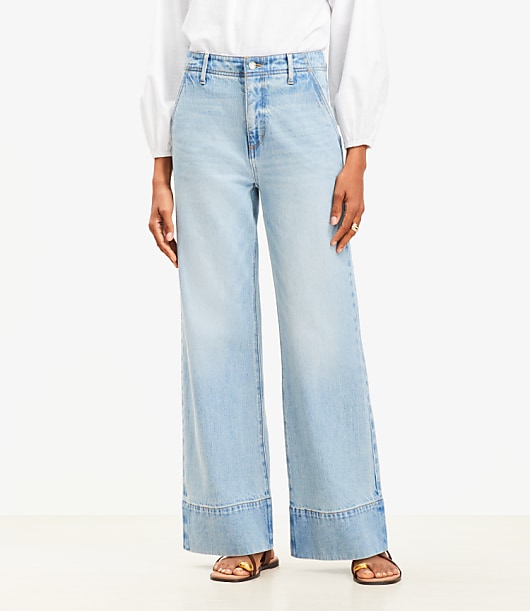 High Rise Wide Leg Jeans in Vintage Light Indigo Wash