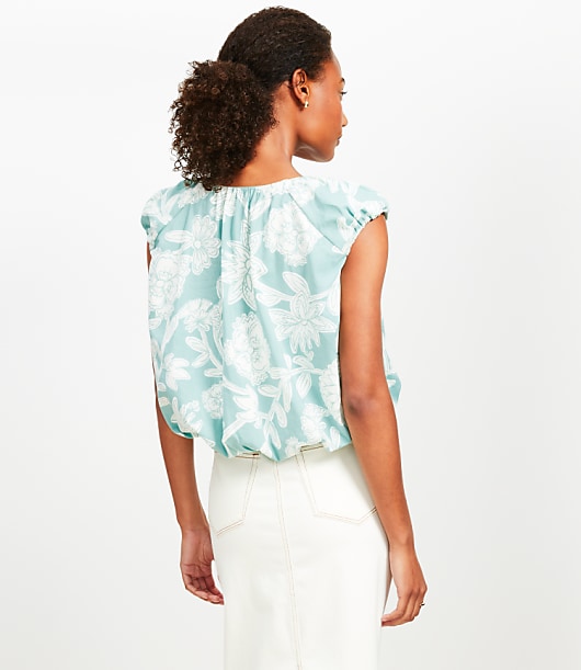 Floral V-Neck Bubble Hem Top