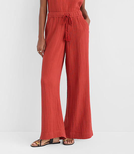 Petite LOFT Beach Triple Cloth Wide Leg Pants