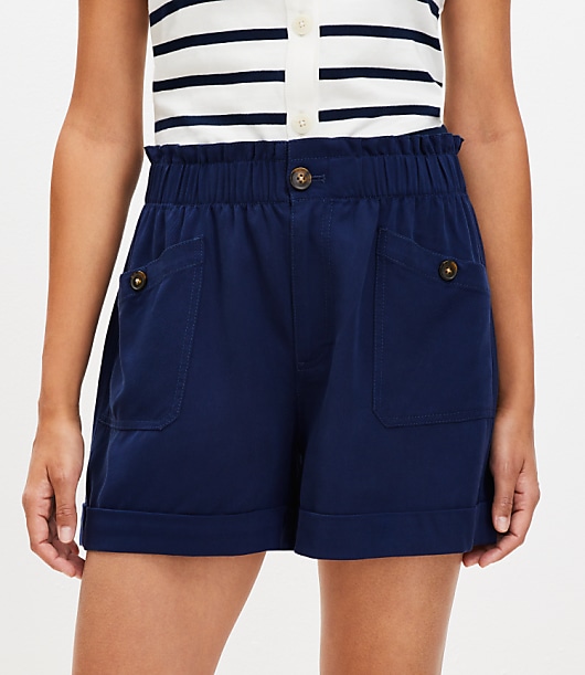 Petite Cuffed Utility Shorts in Twill