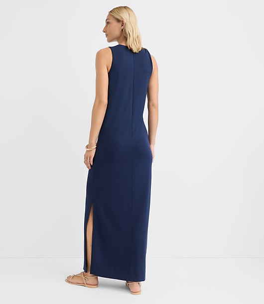Twist Shoulder Ponte Maxi Dress