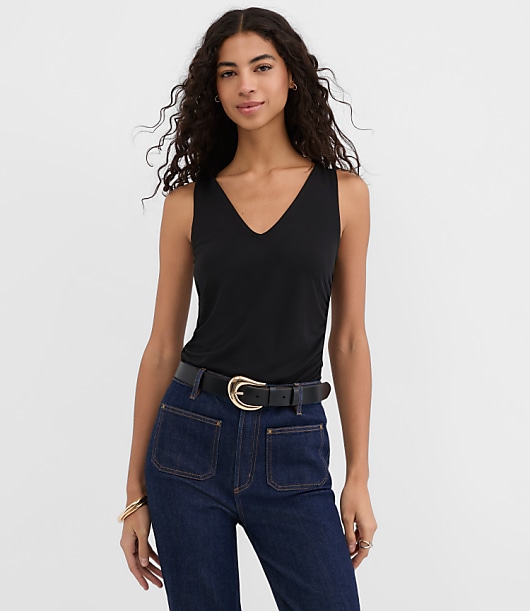 Loft Ruched V-Neck Top