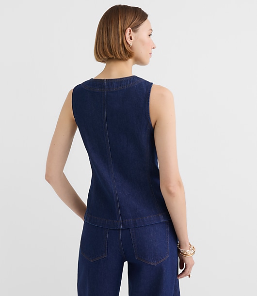 Petite Denim Vest in Classic Rinse Wash