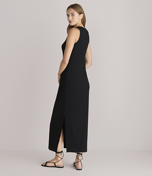 Lou & Grey Crinkle Stripe Scoop Neck Midi Dress
