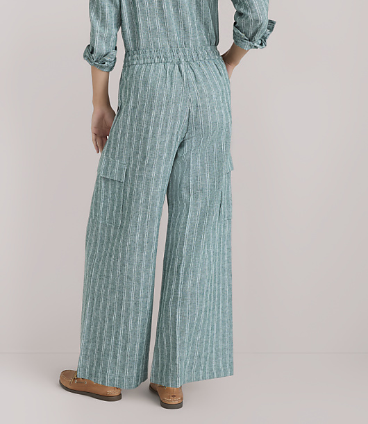 Petite Lou & Grey Striped Linen Cotton Cargo Pants