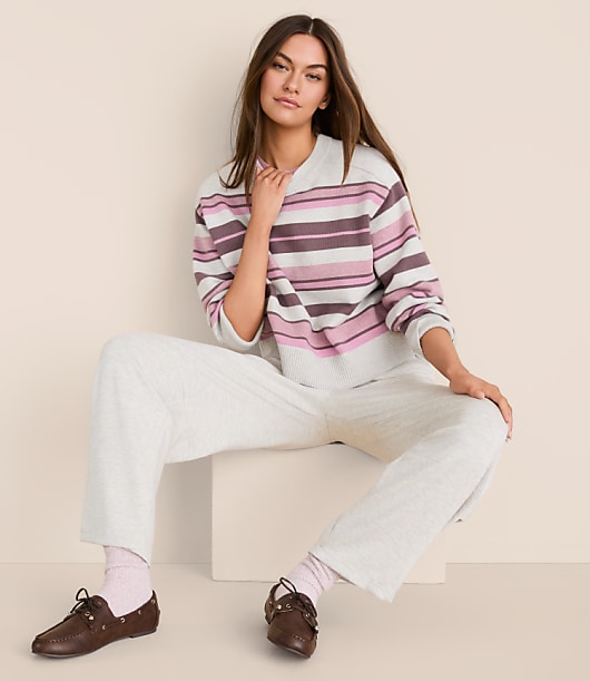 Petite Lou & Grey Striped Oversized Dreamstitch Sweater