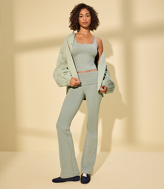 Petite Lou & Grey Heathered Brushedsoft Foldover Flare Pants