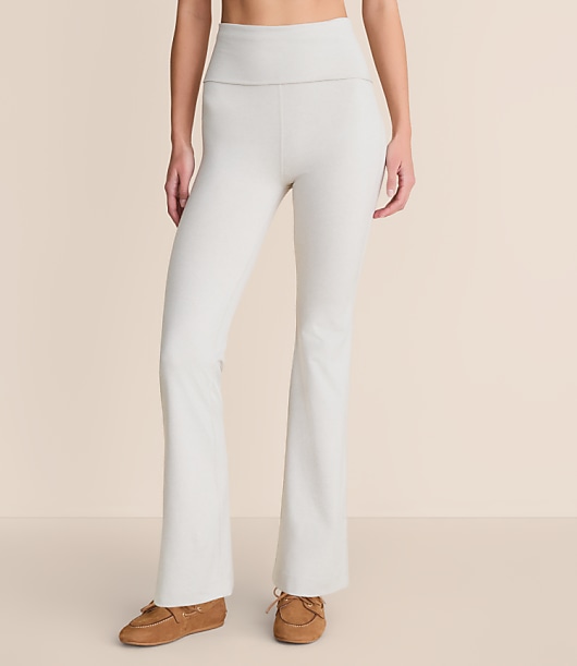 Petite Lou & Grey Heathered Brushedsoft Foldover Flare Pants