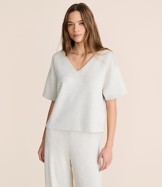 Petite Lou & Grey Heathered Scubasoft Dolman V-Neck Tee