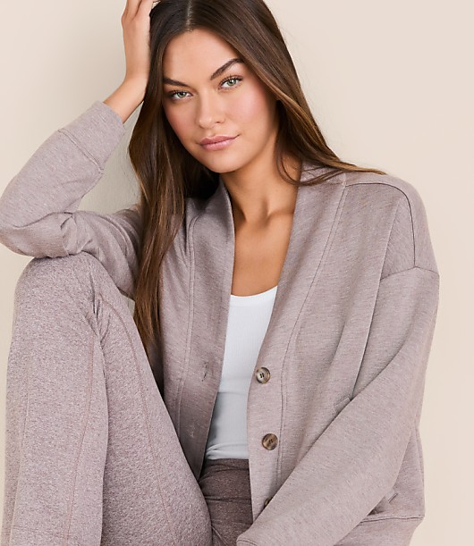 Petite Lou & Grey Heathered Scubasoft V-Neck Pocket Cardigan