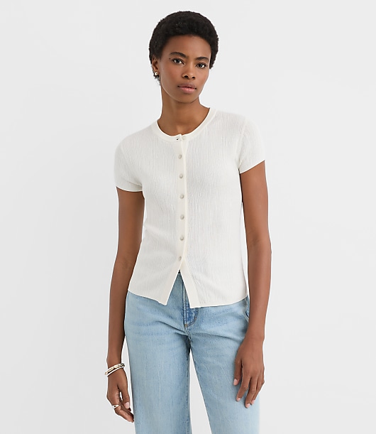 Textured Cap Sleeve Cardigan