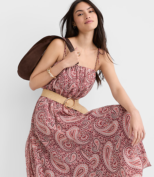 Paisley Tie Strap Bubble Maxi Dress