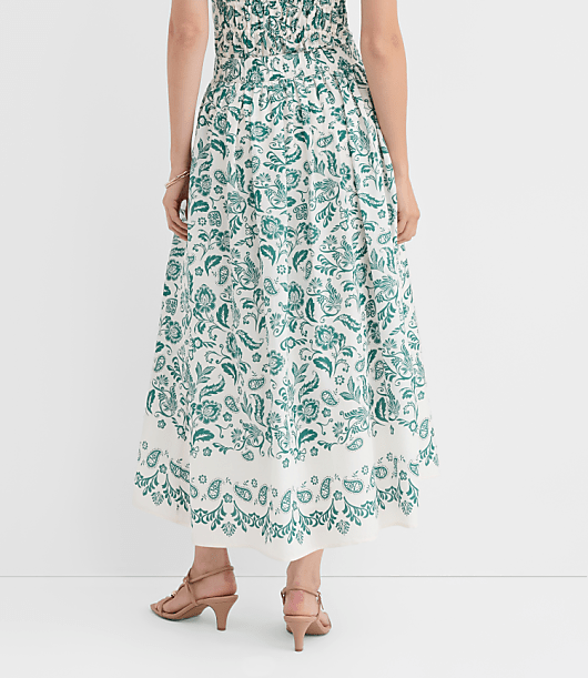 Petite Floral Pull On Midi Skirt