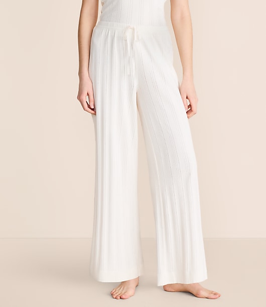 Lou & Grey Pointelle Striped Wide Leg Pajama Pants